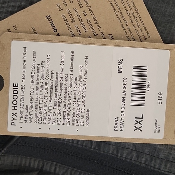 NWT Men's XXL prAna “PYX 1/2 Zip Pullover Hoodie Jacket" in a silver/grey RARE!! - Picture 10 of 10